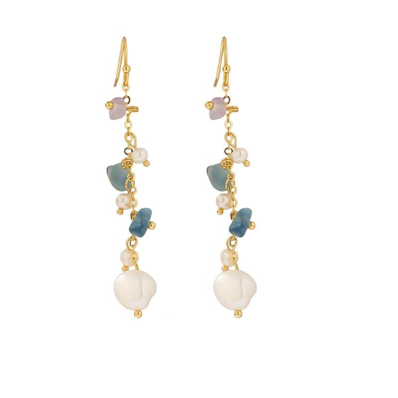 Natural Pearl Stone Tourmaline Earrings