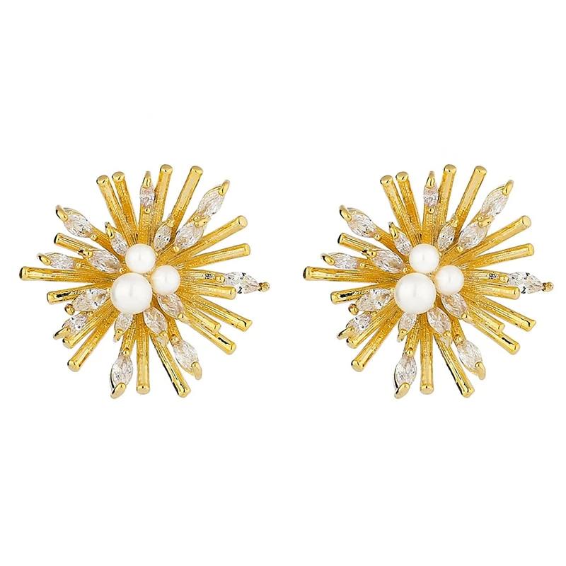 Exquisite Flower Gold Metal Earrings