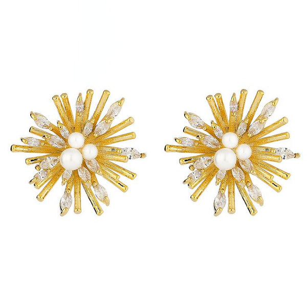 Exquisite Flower Gold Metal Earrings