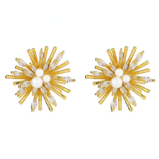 Exquisite Flower Gold Metal Earrings