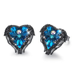 Heart Stud Earrings with Crystals