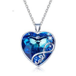 Long Link Chain Love Heart Crystal Pendant